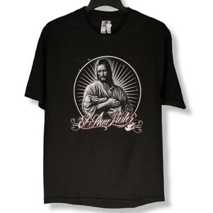 Jesus T Shirt Mens Size Large Black Short Sleeve Cholo Gangster Christian Tee